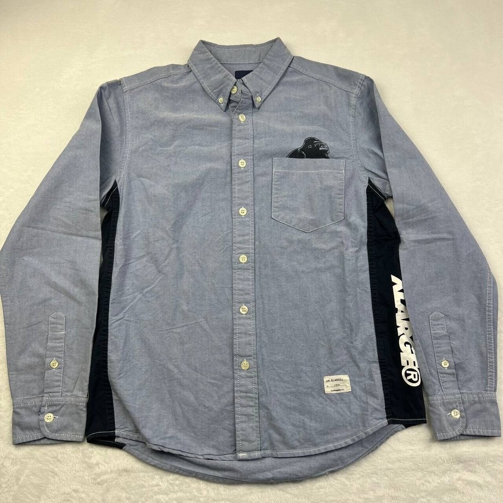 Xlarge Clothing Brand Polo Shirt Mens Medium Blue Long Sleeves Gorilla Logo M